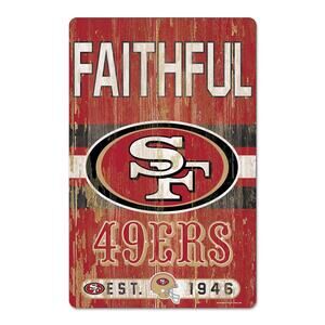 NFL San Francisco 49ERS Wood Sign 11" x 17" Slogan Distressed Man Cave Football